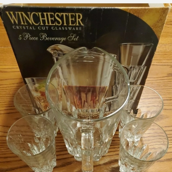 WINCHESTER CRYSTAL CUT GLASSWARE 5 PIECE Beverage SET NICE -FREE SHIPPING - Picture 2 of 3